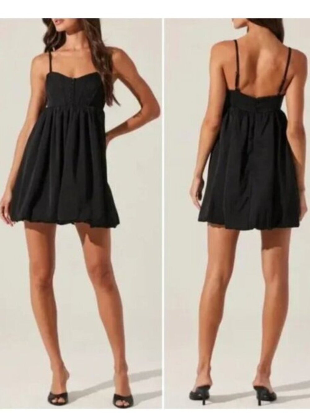 ASTR The Label Bustier Bubble Hem Babydoll Dress in Black Size S